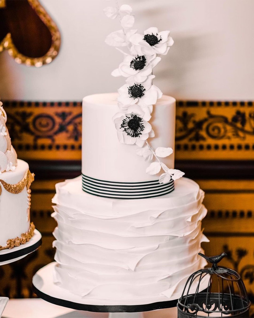 black and white wedding cakes chic structured cake