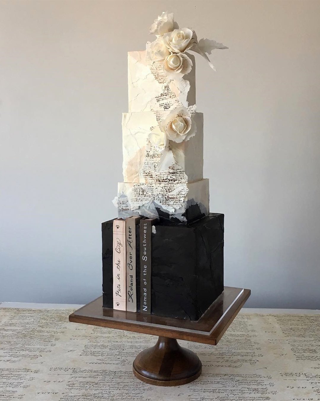 black and white wedding cakes chic structured wedding cake