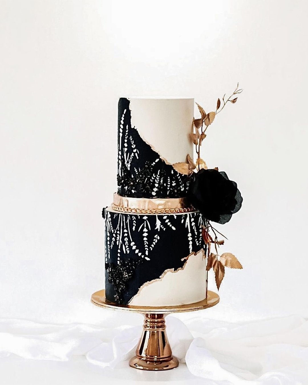 black and white wedding cakes elegant cakes gold accents