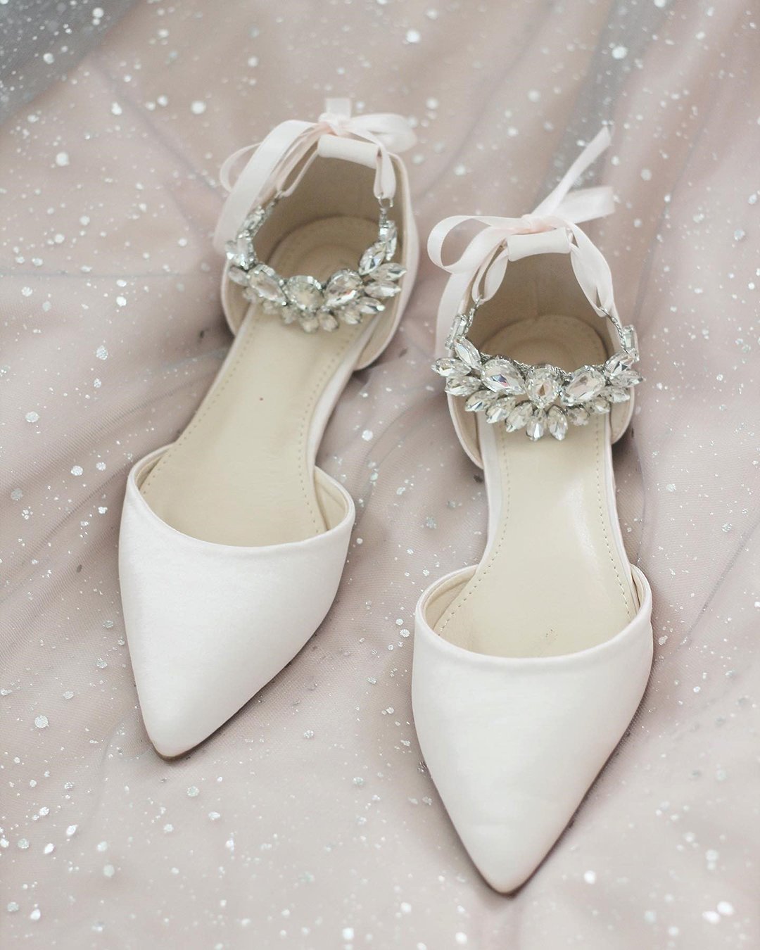 comfortable bridal flats with stones ankle straps kaileep