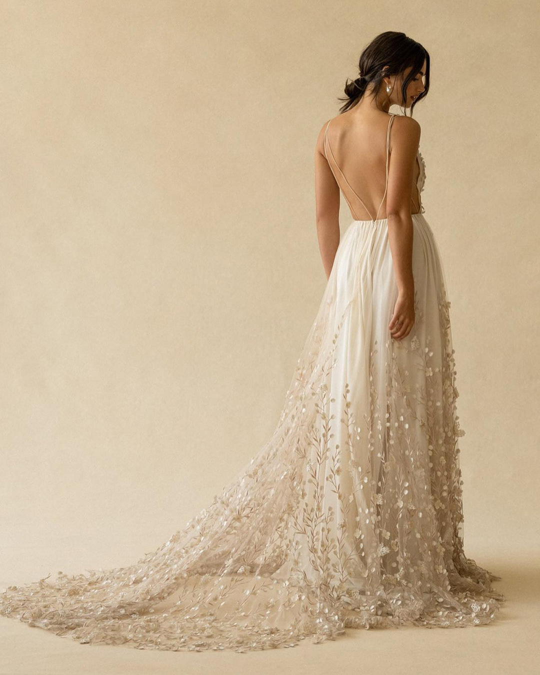 destination wedding dresses a line backless with spaghetti straps floral appliques alessandro grecco