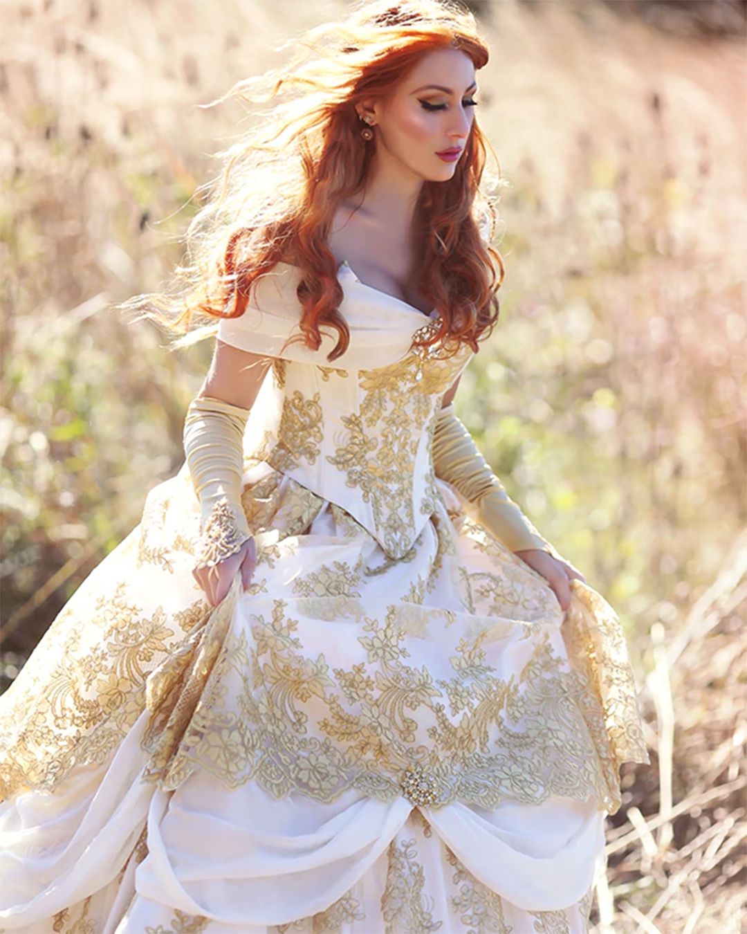 gold wedding gowns white with lace victorian style romanticthreads