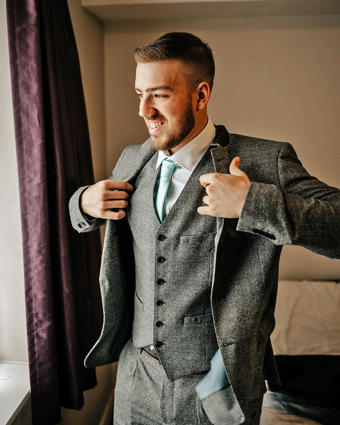 groomsmen attire jacket vest with turquoise tie turquunscripted