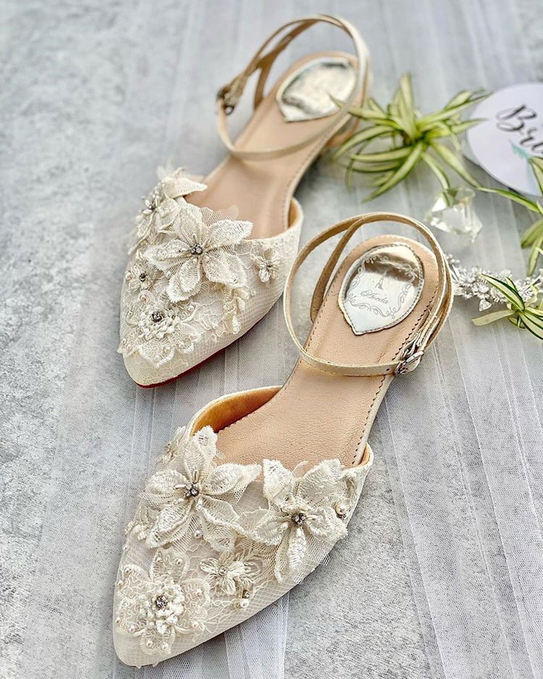 lace wedding flats flowers embellished avedafootwear