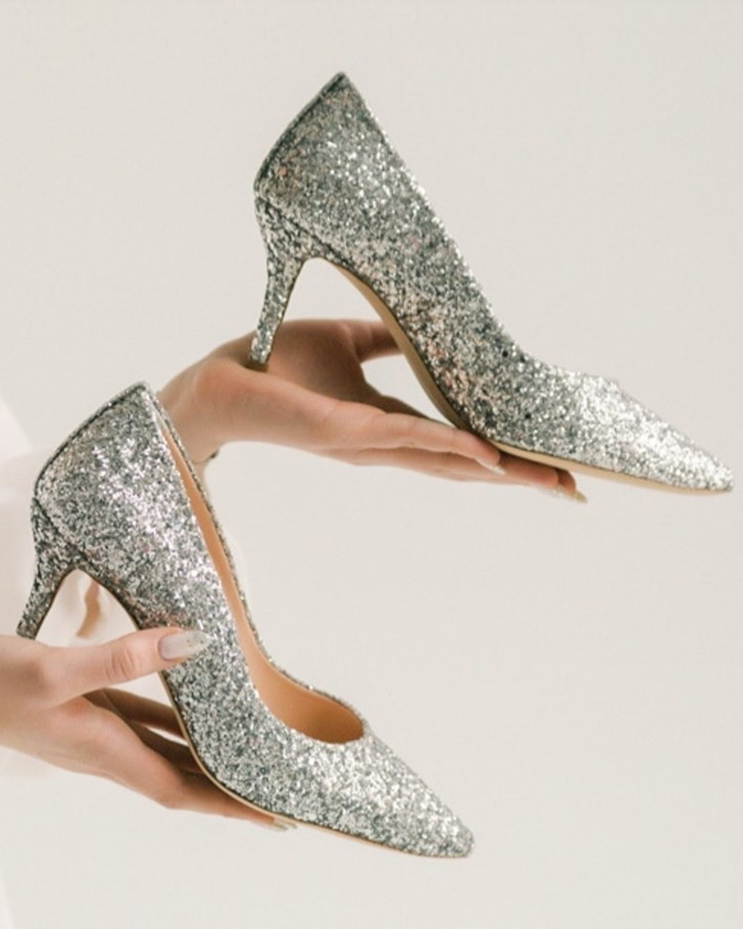 silver low heel bridal shoes sparkly yulia nadeeva