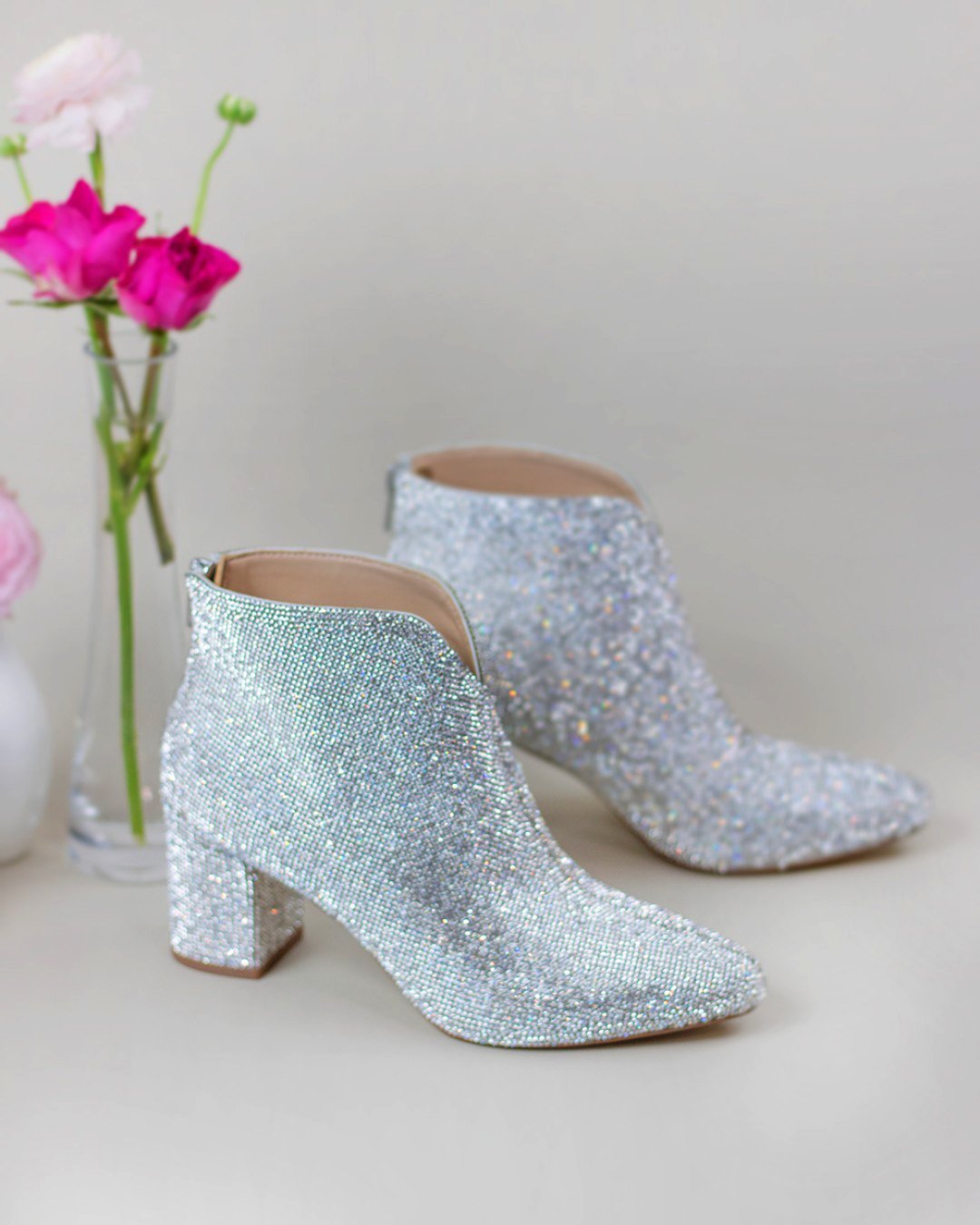 silver wedding shoes low heel boots sparkly katewhitcombshoes