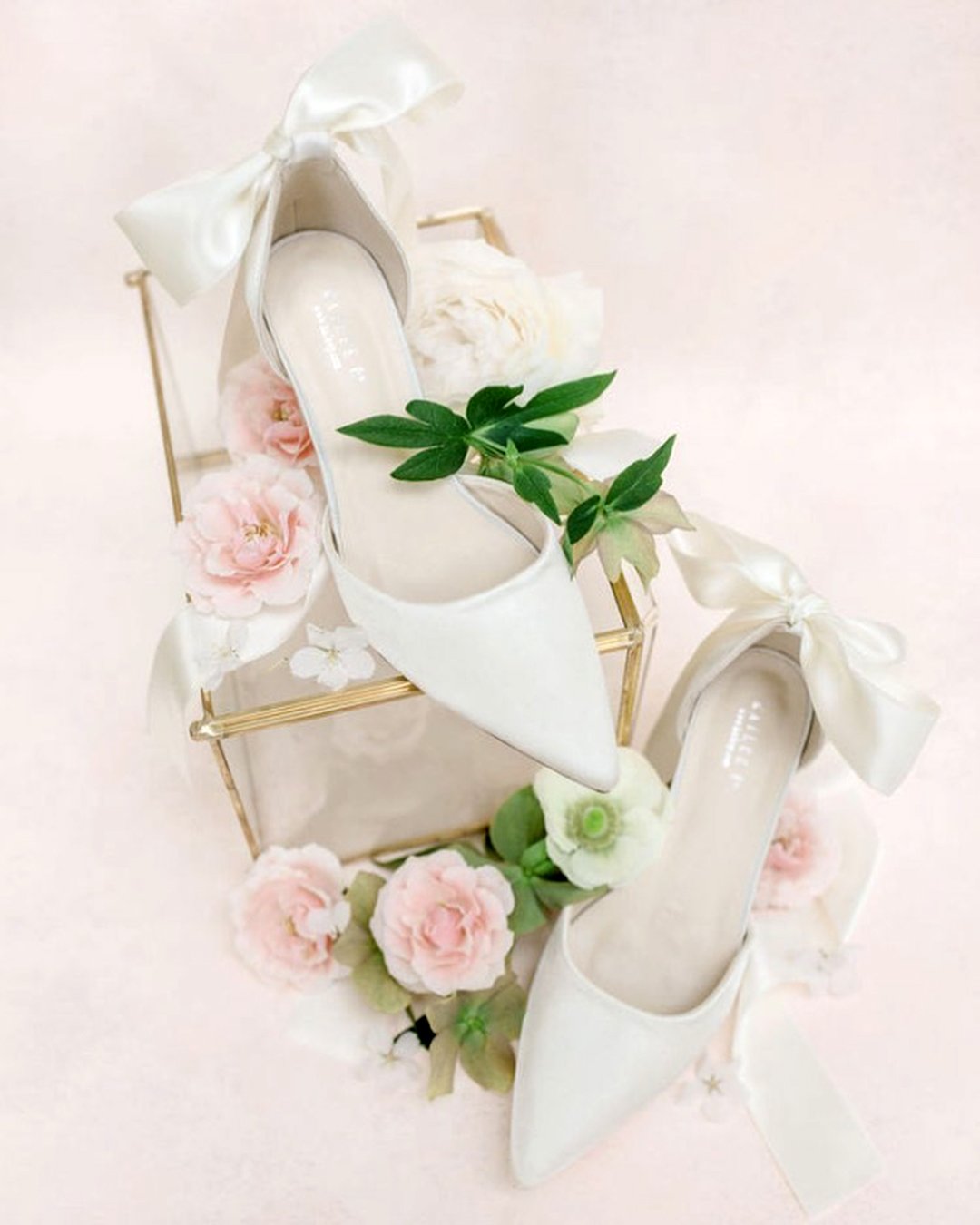 simple white wedding flats with bow shop kaileep