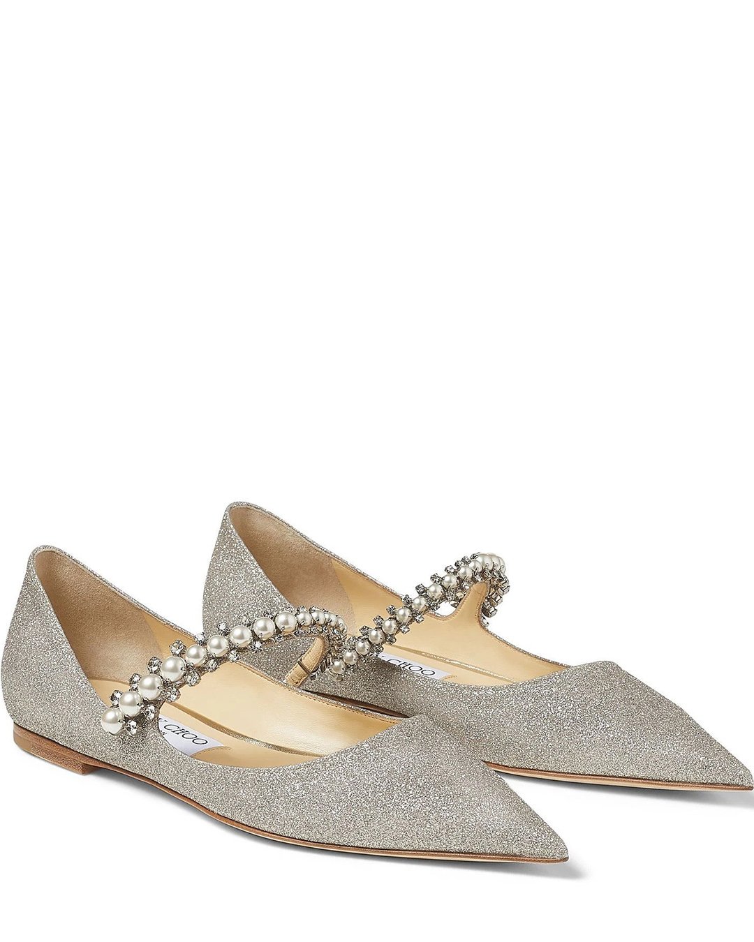 wedding flats sequins silver with pearls jimmy choo