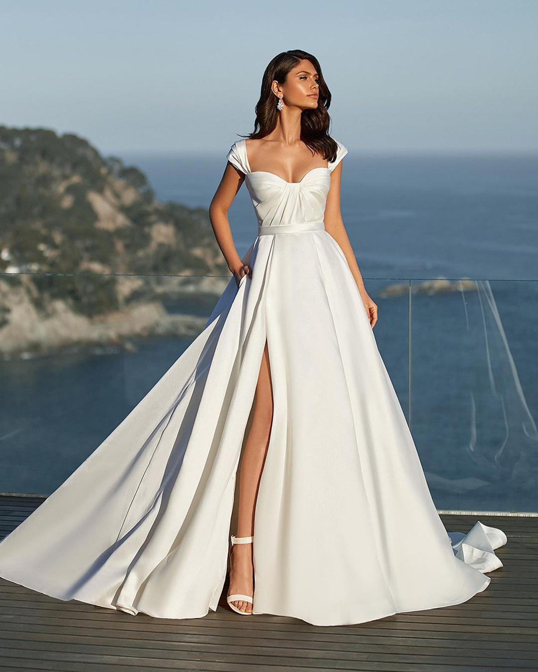 a line wedding dresses simple sweetheart neckline pronovias