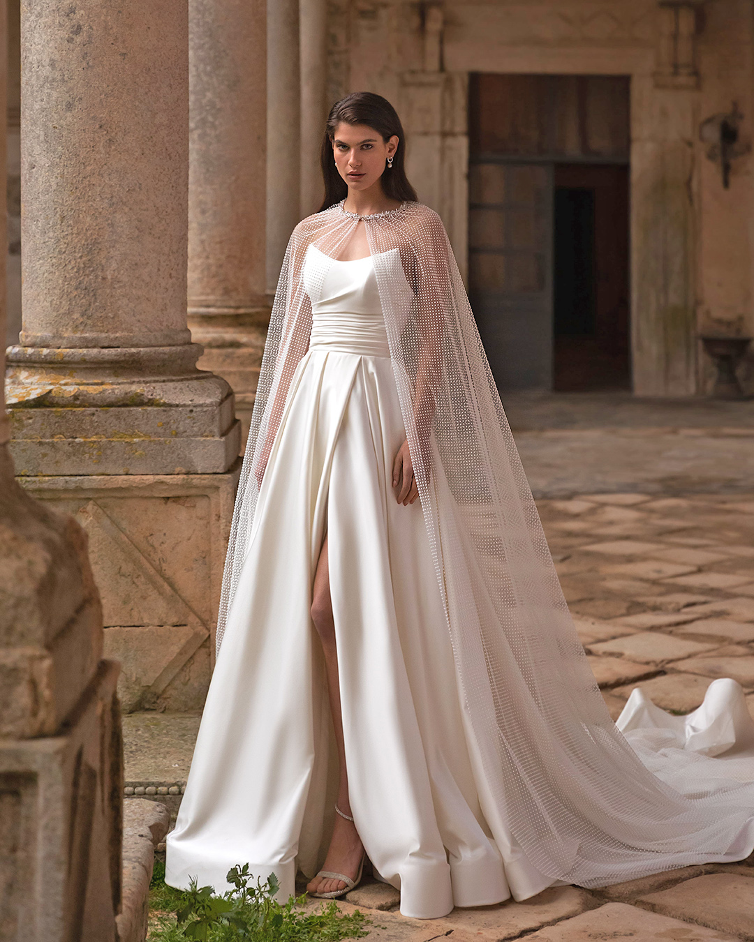 a line wedding dresses simple with cape sweetheart neckline eva lendel