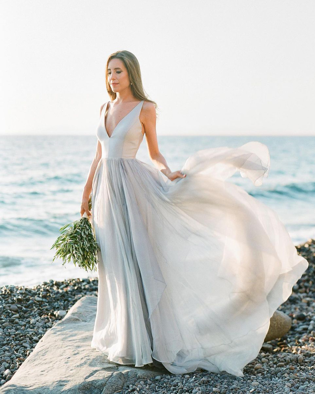 beach wedding dresses a line blue simple mollycarrphotography