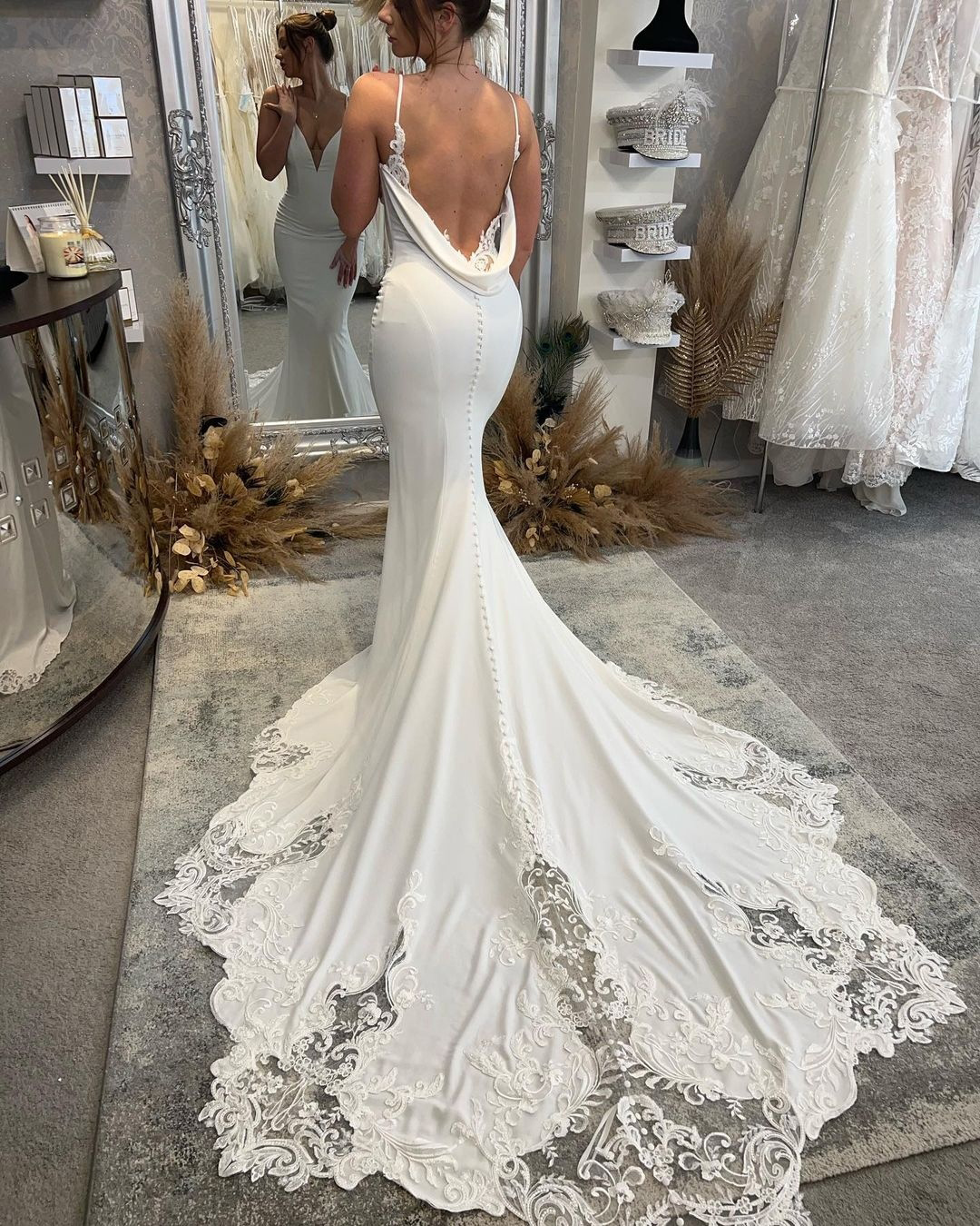 best wedding dresses backless with spaghetti straps train enzoani