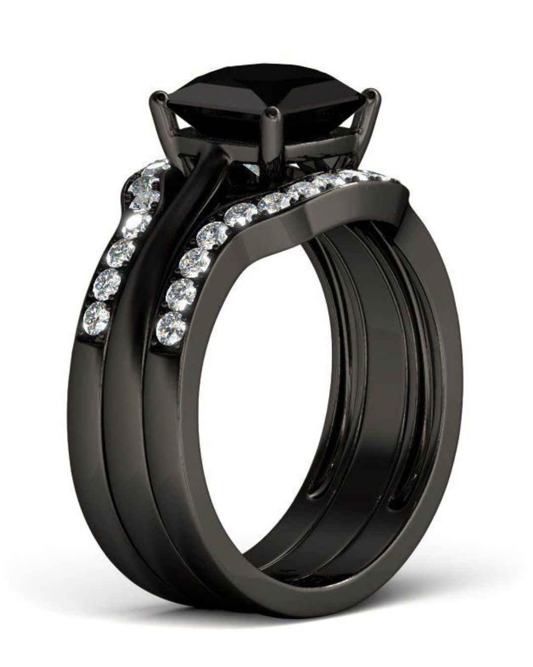 black diamond wedding rings solitare rings1