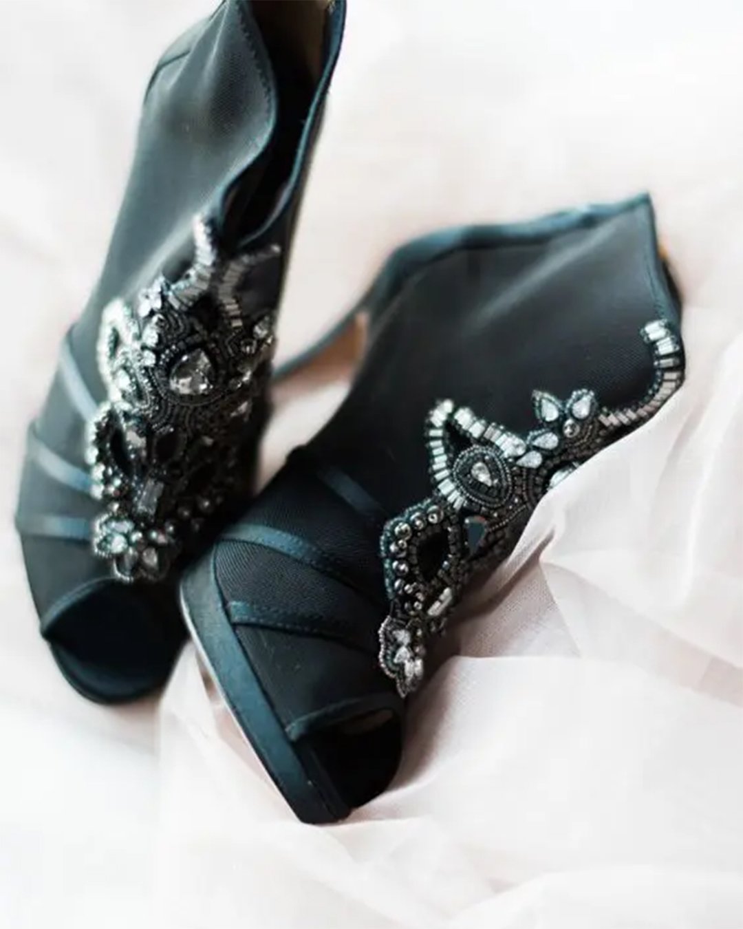 black shoes for wedding bootiest with peep toes crystal badgley