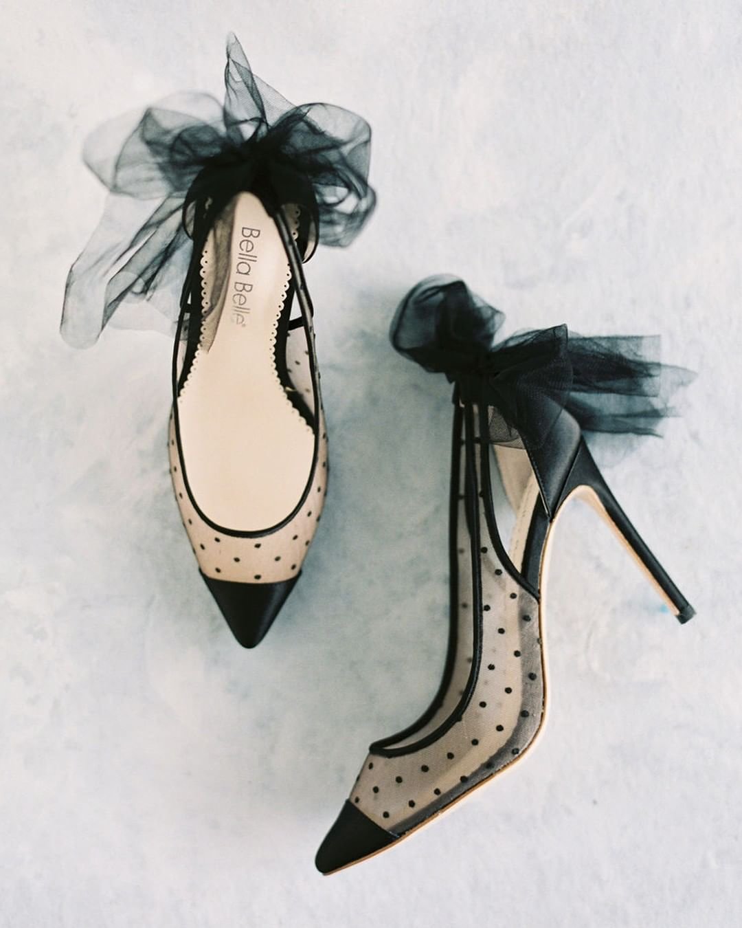 black shoes for wedding heels with little veil bows polkadot bellabelleshoes