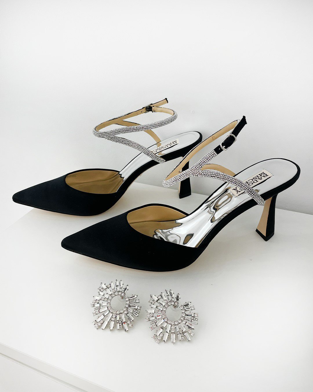 black shoes wedding low heels with crystal jeweled badgleymischka