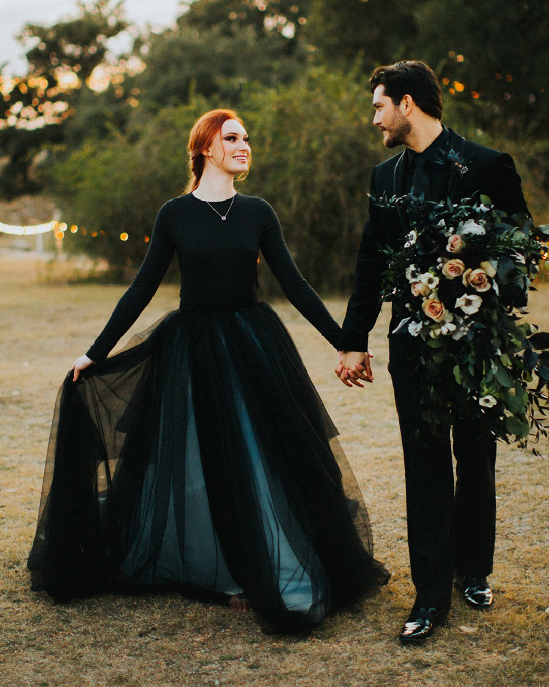 black wedding dresses simple modest with long sleeves tulle ashleymedranophotography