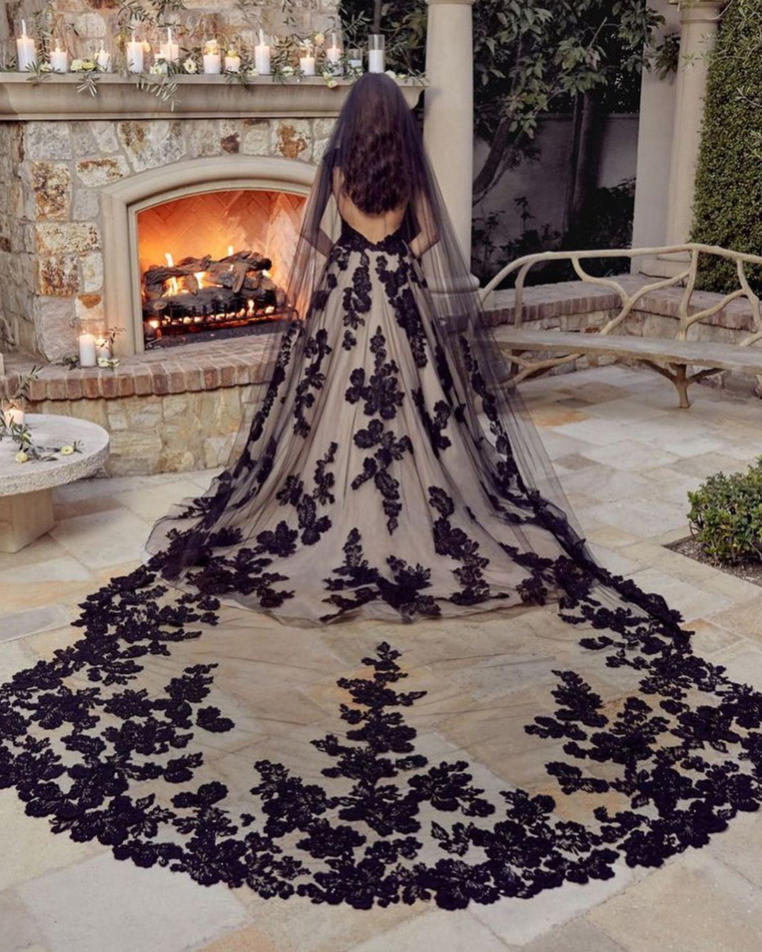 bride black and gold wedding dress