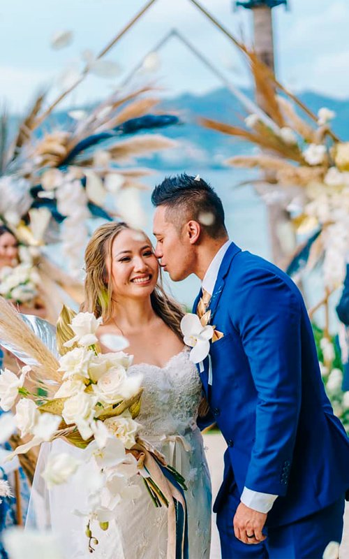 Men's royal blue and gold wedding dress for groomsmen.