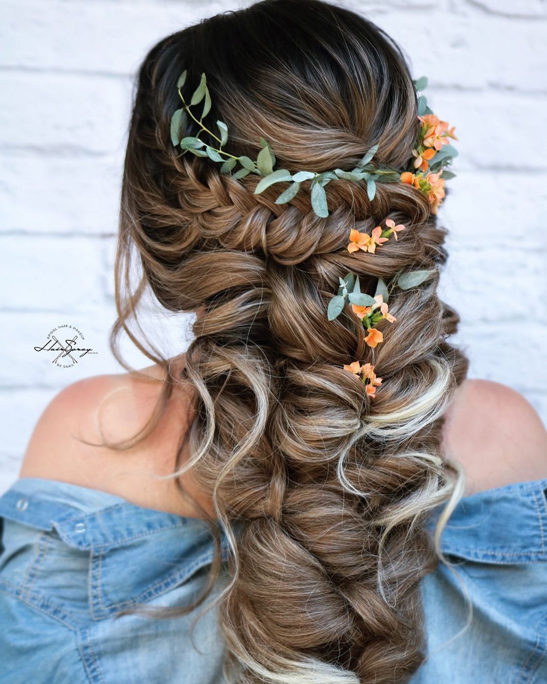 fall wedding hairstyles wedding braid orange flowers hairspray_studio