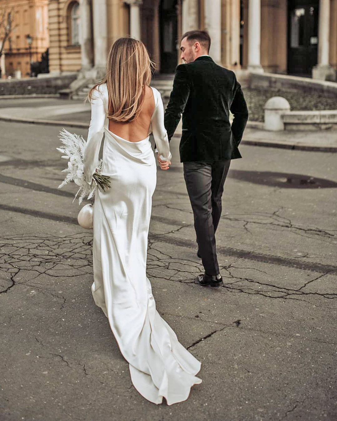 fashion forward wedding dressesэ sheath simple sleeves open back martinaskrobotphotography