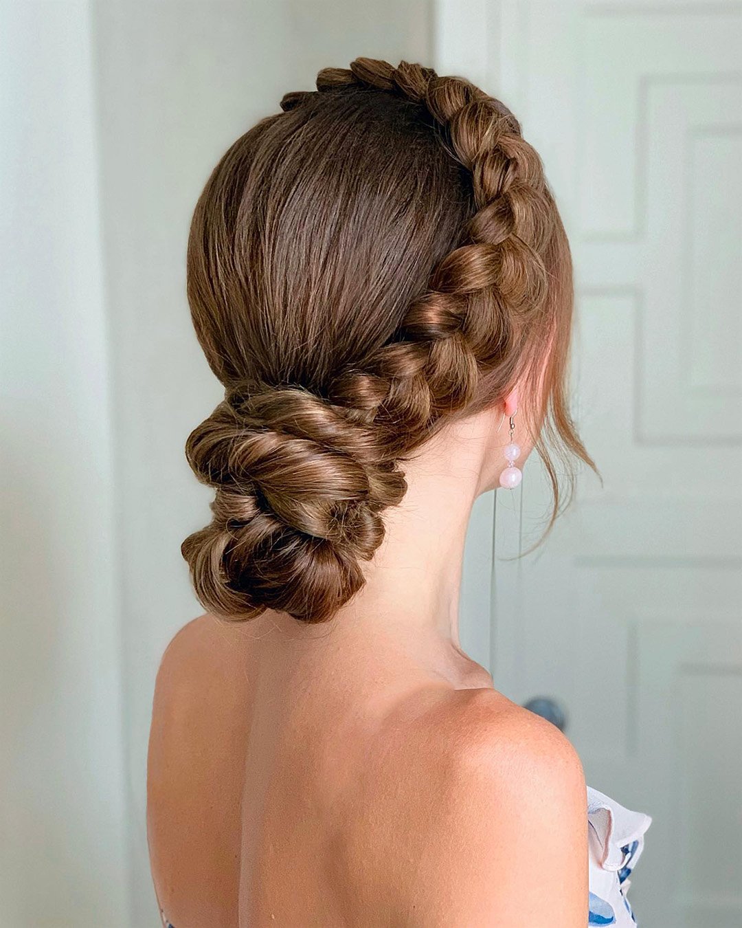low bun hairstyles for wedding braided on long hair bridalhaircouturebykatie