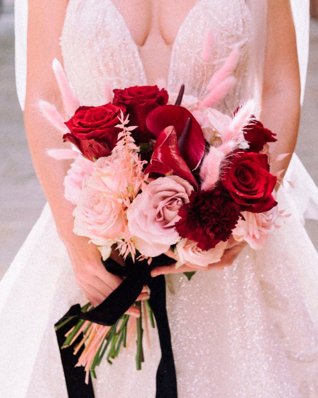 red and black wedding bouquet