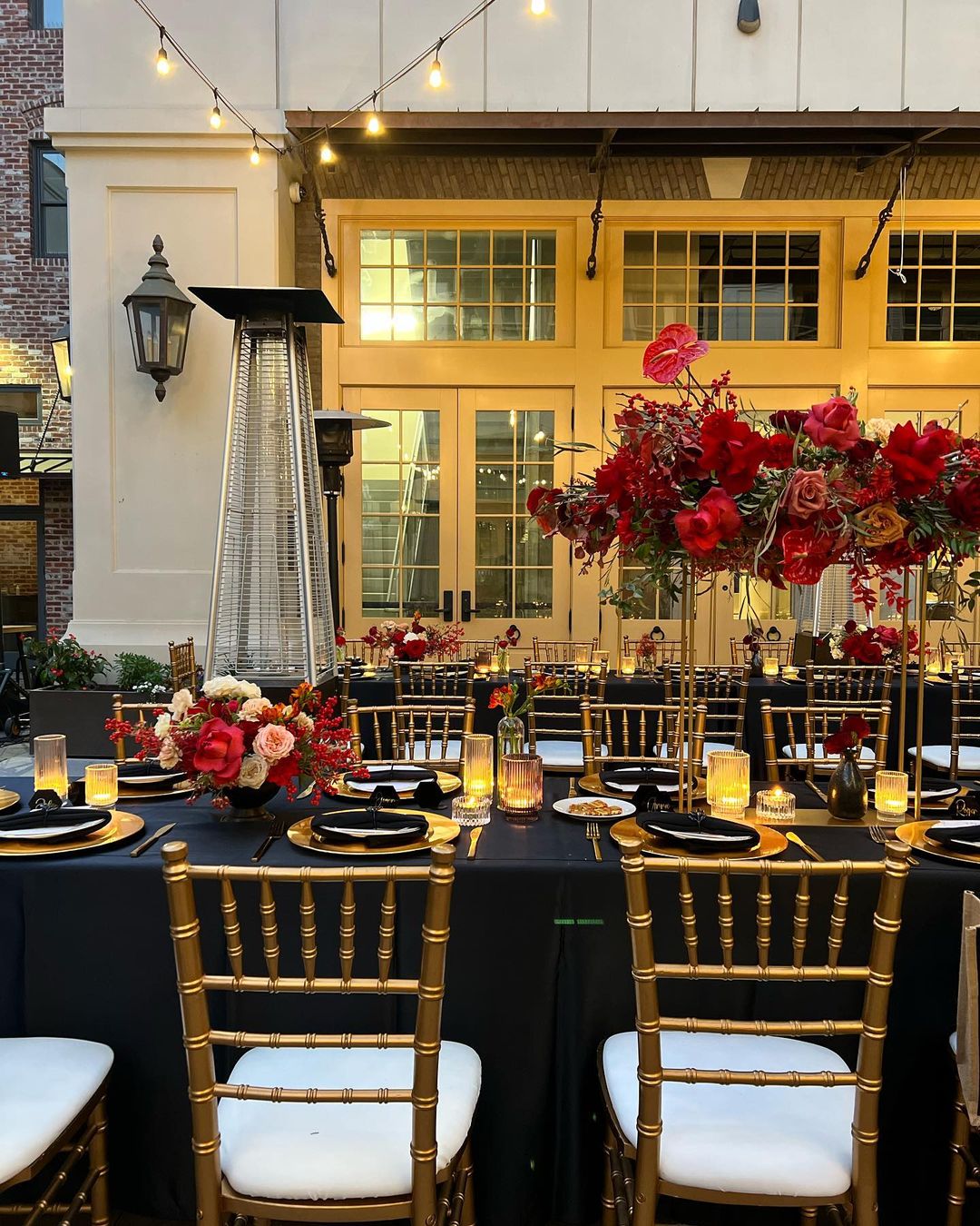 red and black wedding theme reception