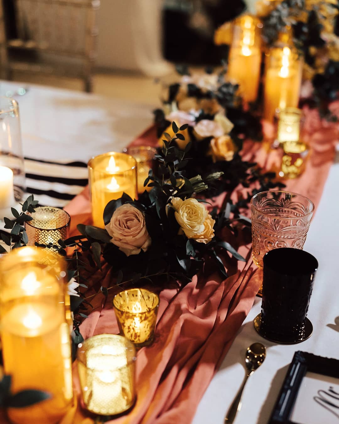 rust wedding decor table decor with candles phuket_wedding_planner