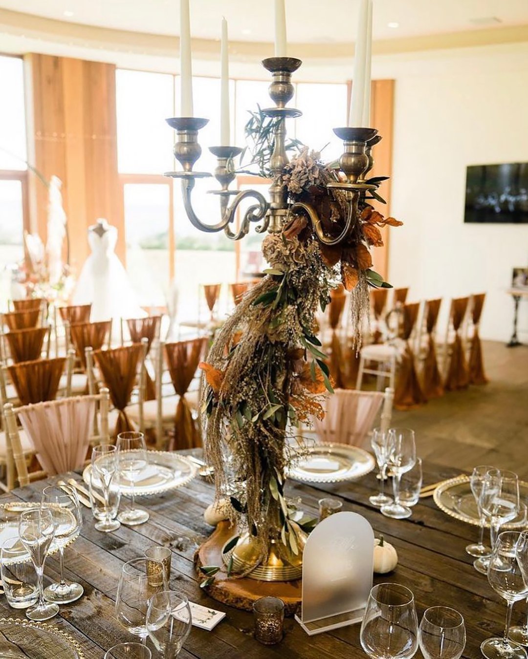 rust wedding theme candlestick table centerpiece whitehouse_crockery