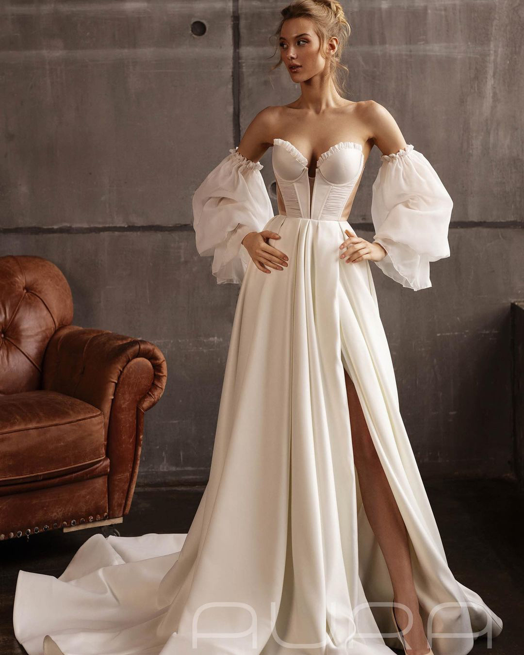 sexy wedding dresses ideas simple off the shoulder with sleeves alexveil