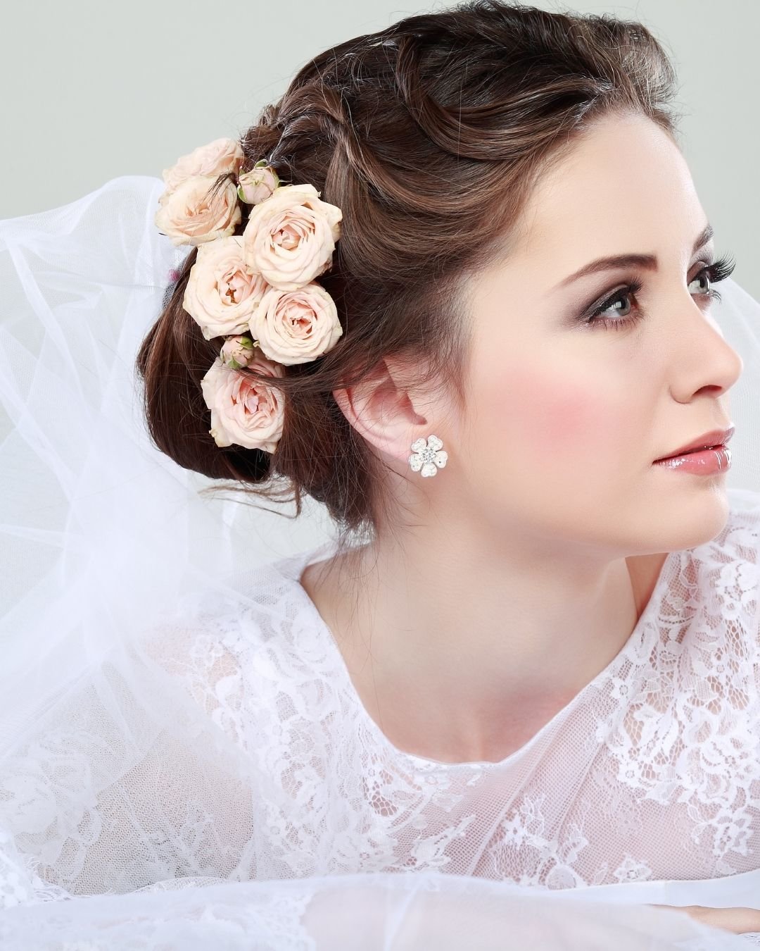 side buns wedding hairstyles with veil2