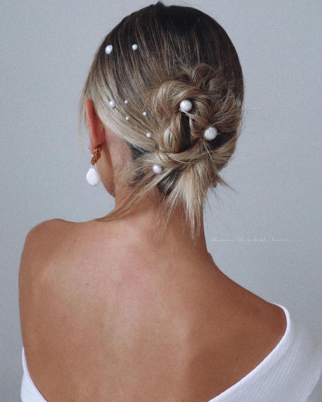 straight wedding hairstyles messy pinned updo with pearls ulyana.aster