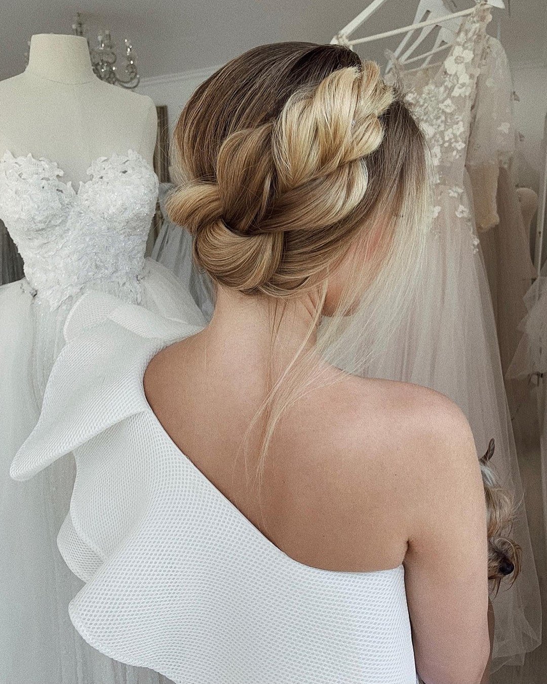 straight wedding hairstyles relaxed updo braided halo ulyana.aster