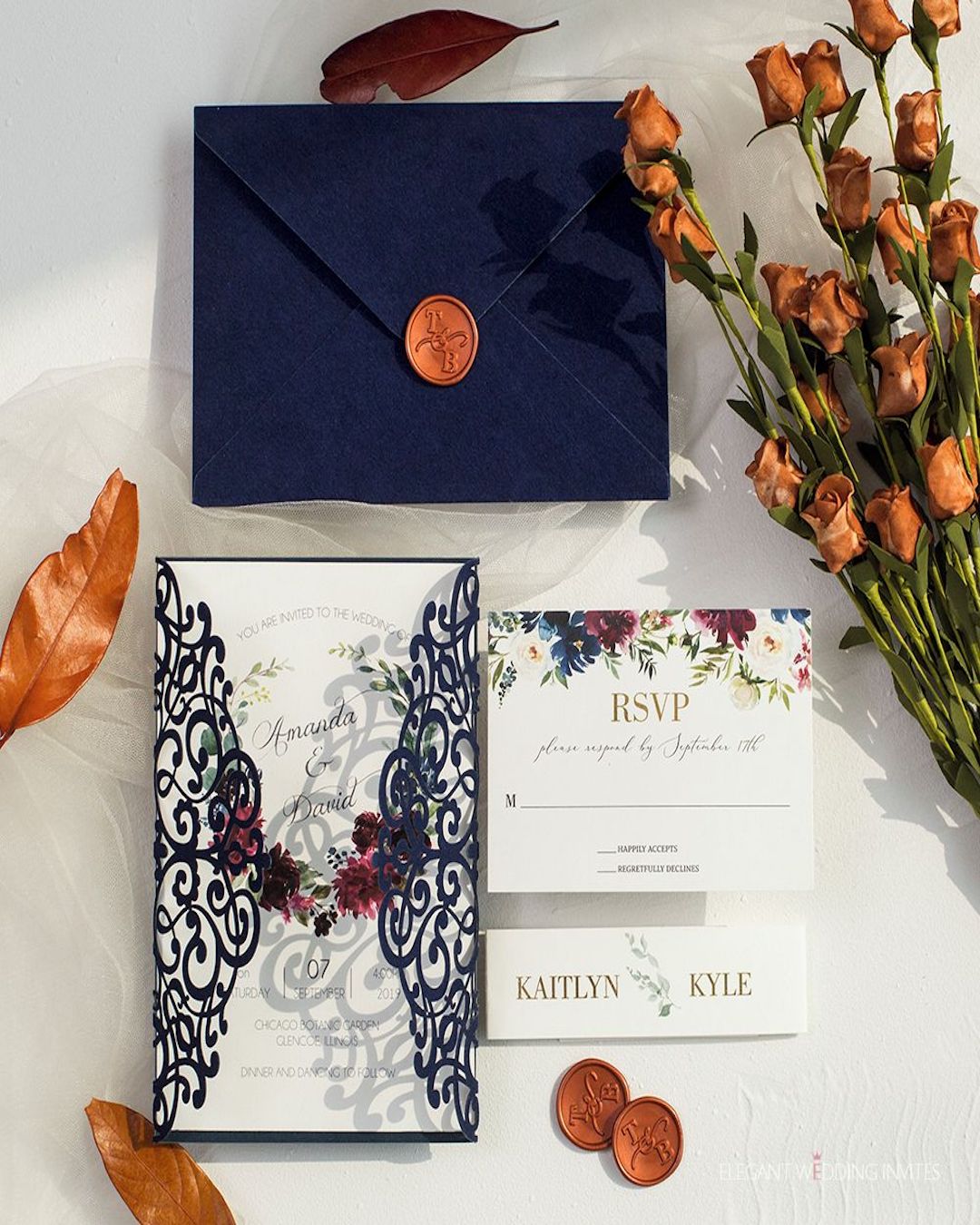 Terracotta Wedding Invitations Elegant Design