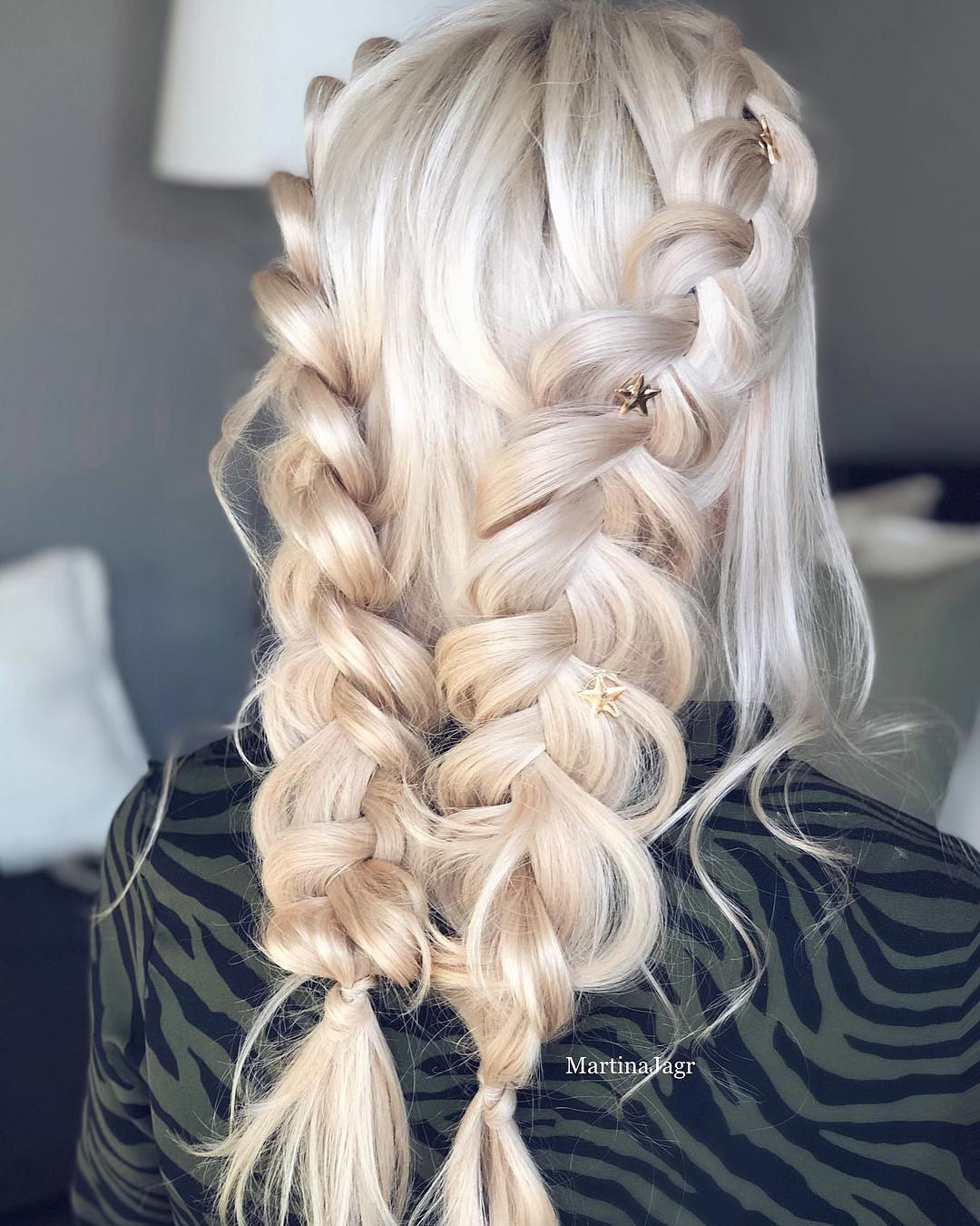 viking wedding hairstyles long blonde two braids martinajagr