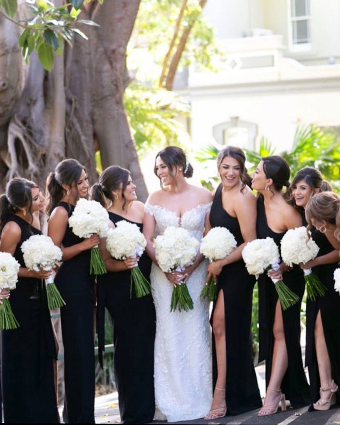 wedding black bridesmaid dresses long simple assymetric neckline whiterunway