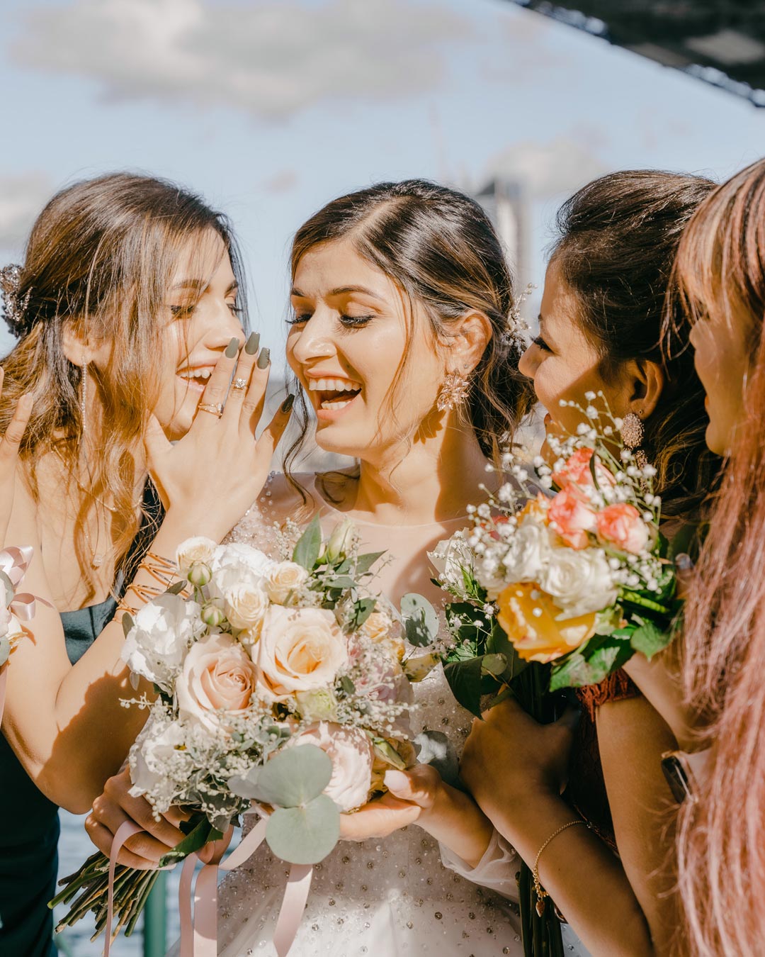 wedding bouquet toss bridesmaids