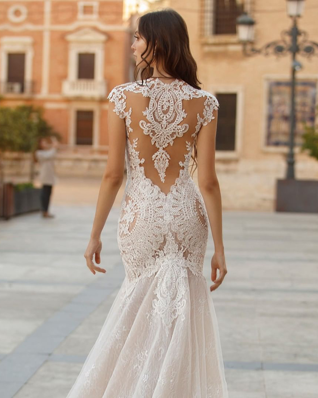 backless wedding dresses tattoo effect back lace artdesign