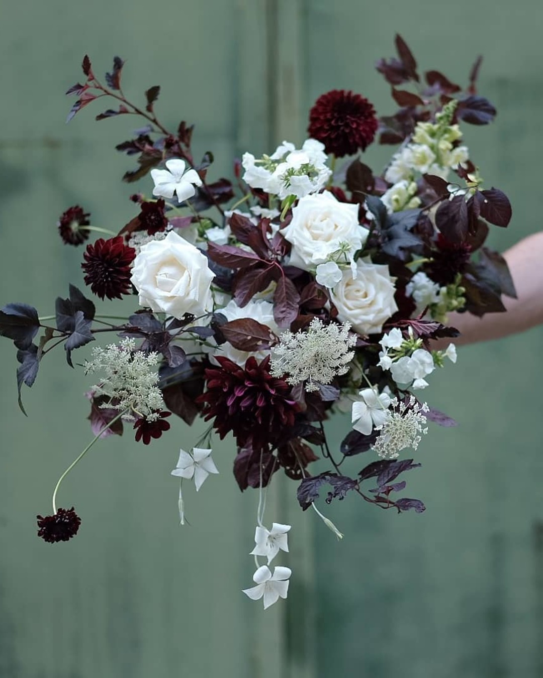Black wedding bouquets asymmetrical