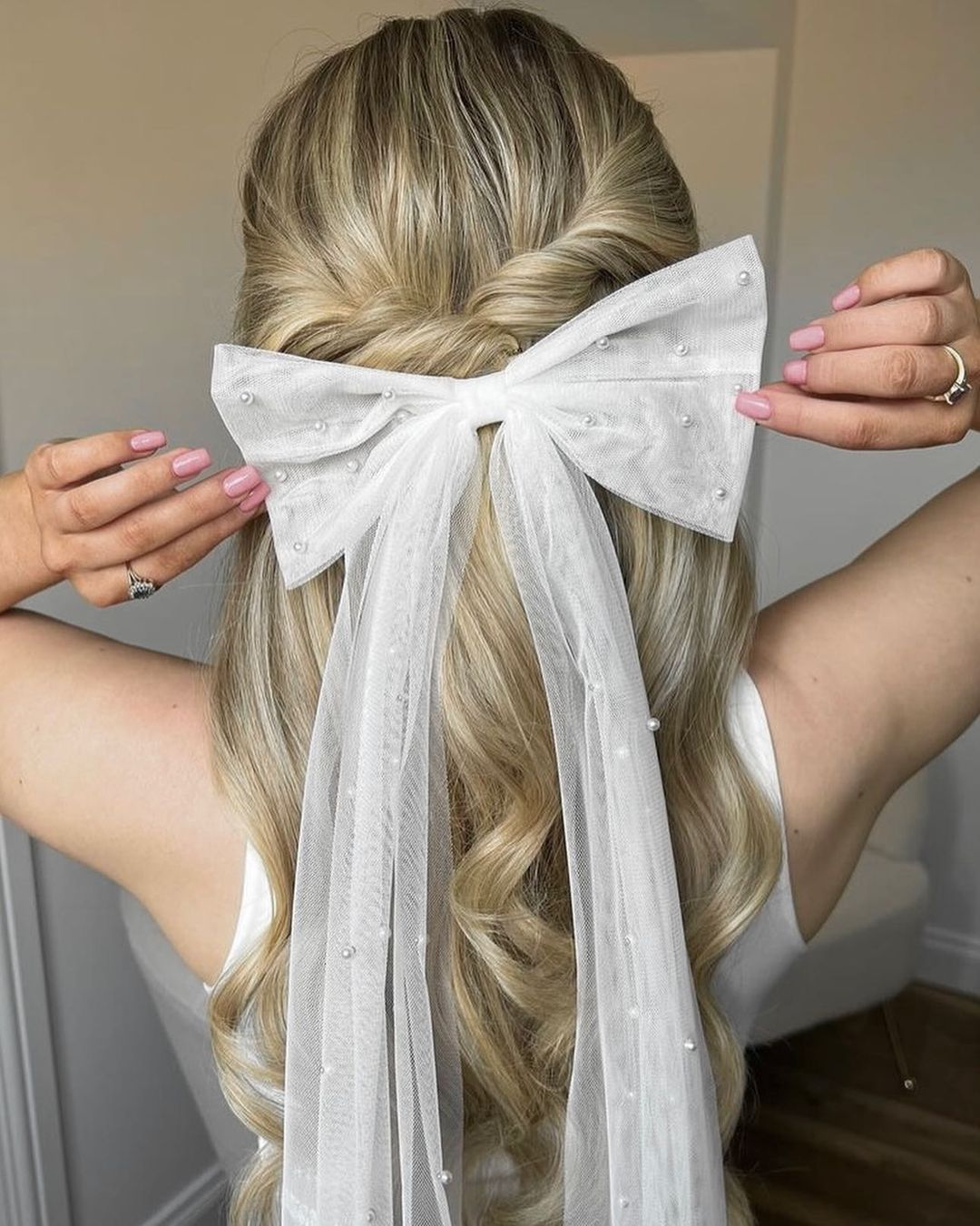 bride to be gift hair bow white