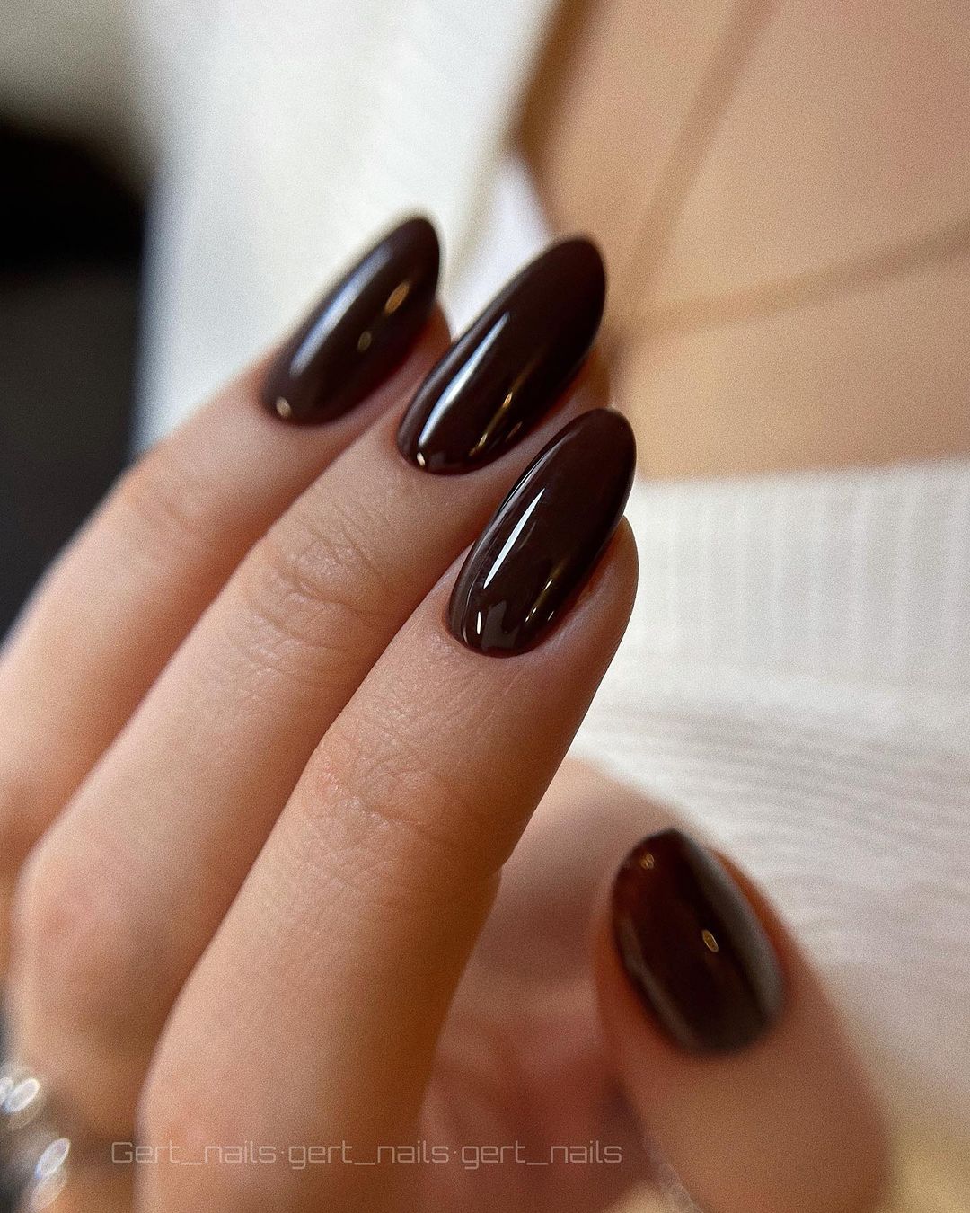 Bridesmaid nails dark brown