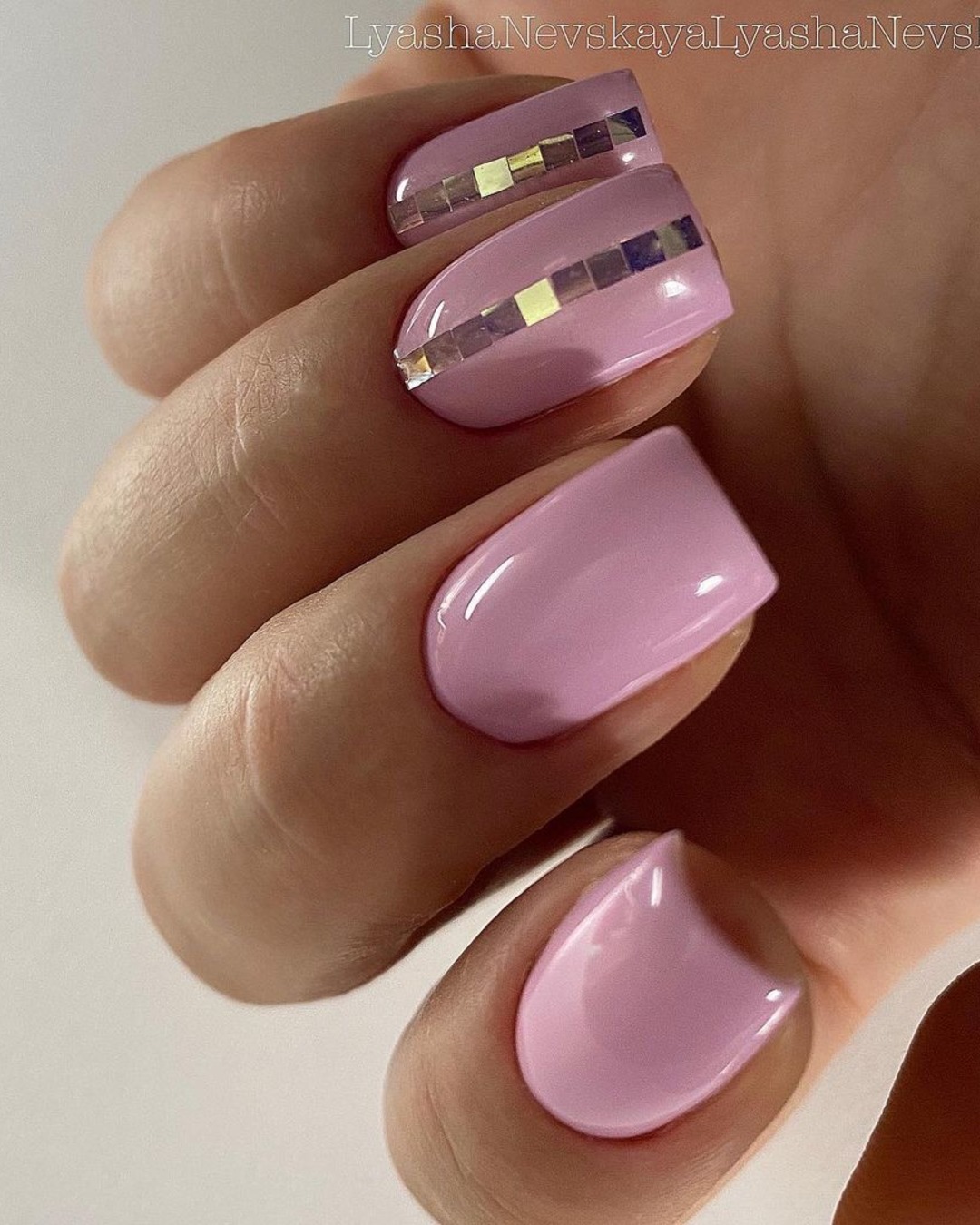 Bridesmaid nails pink glitter