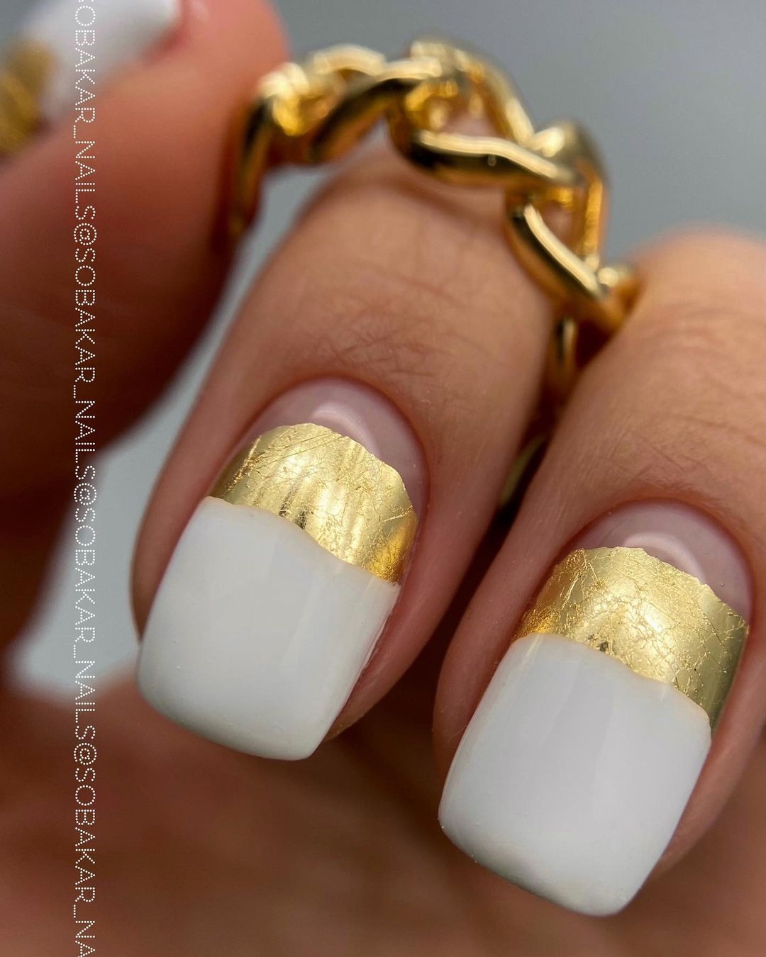 Bridesmaid nails white gold