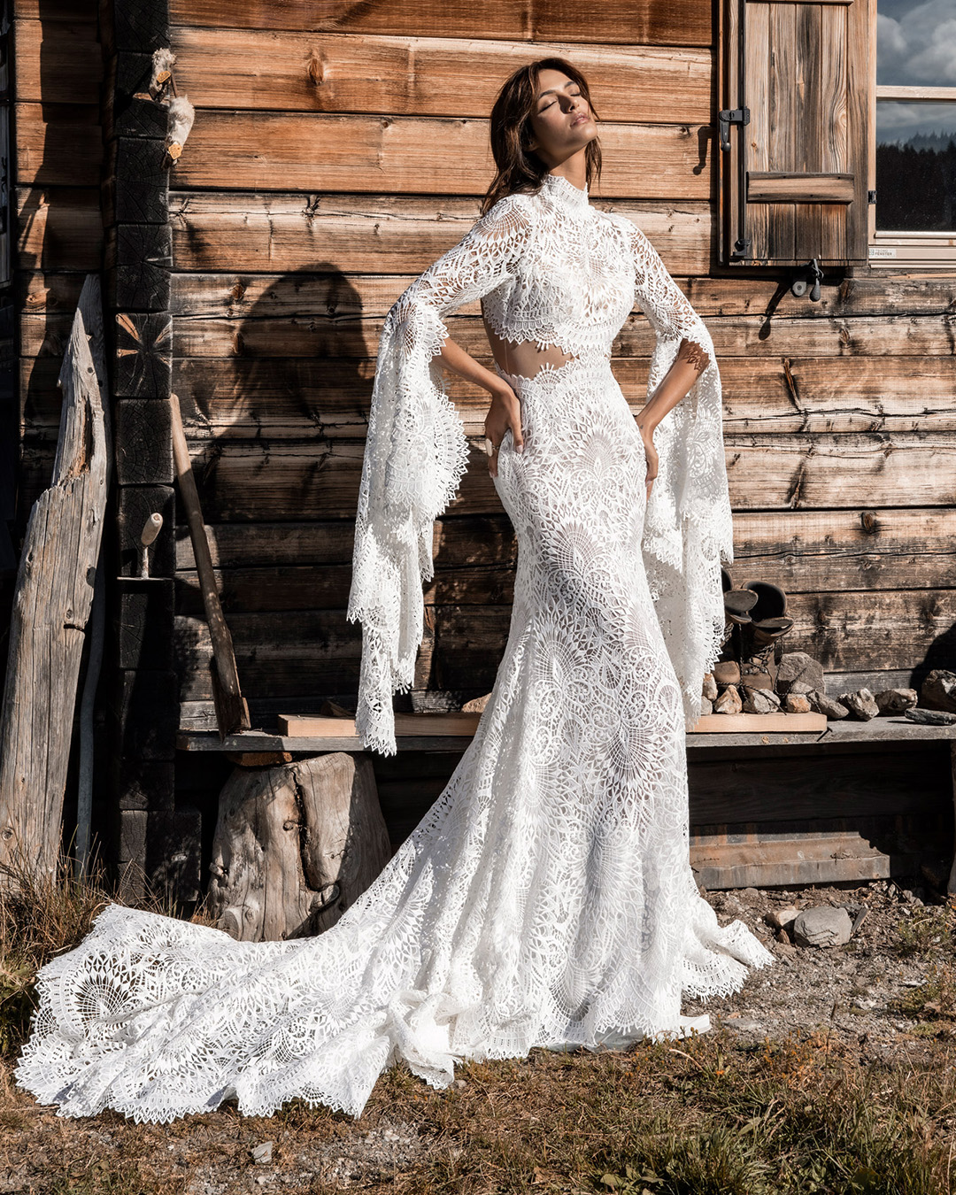 country style wedding dresses barn lace sleeves alessandroangelozzicouture