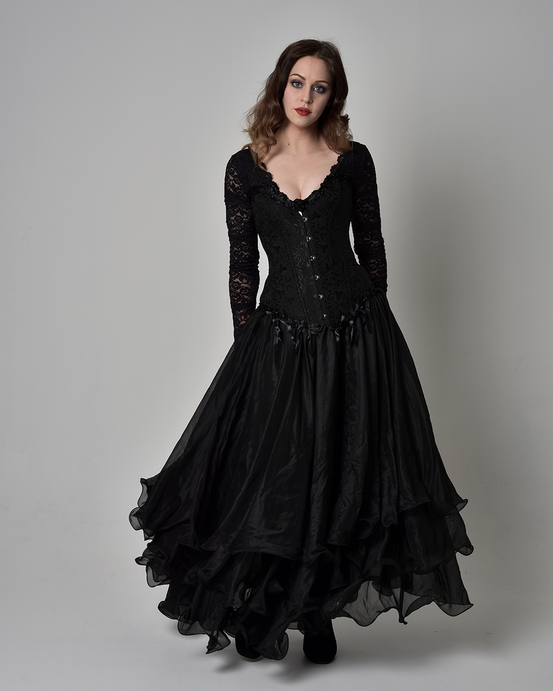 gothic wedding dresses with long sleeves lace corset shutterstock
