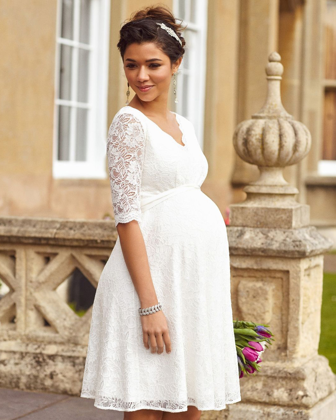 maternity wedding dresses short with sleeves lace tiffanyrosematernity