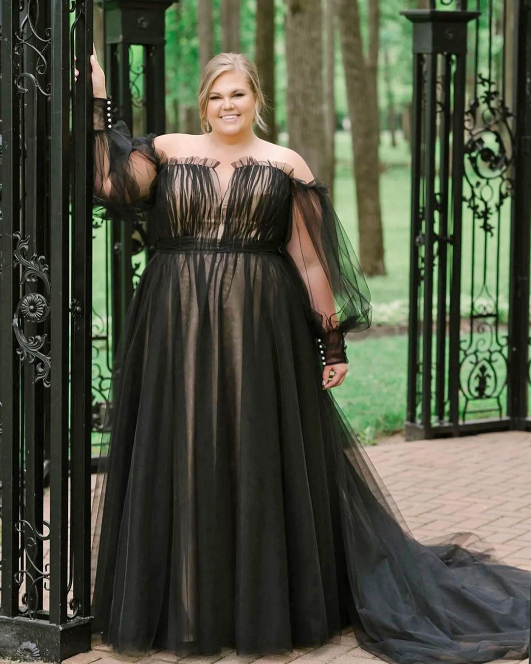 plus size black wedding dress simple with sleeves studiolevana