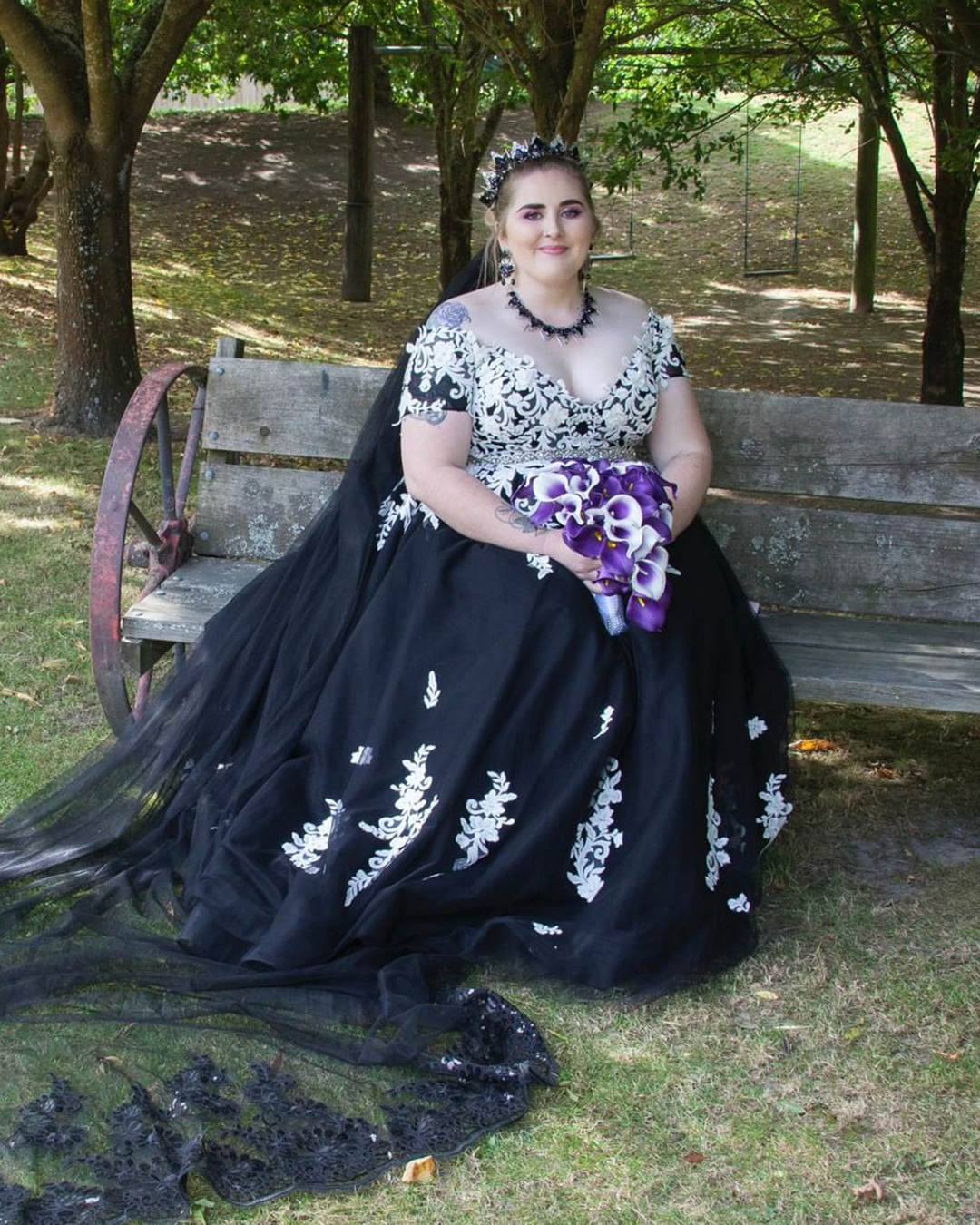 plus size black wedding dress with white lace ball gown cocomelody