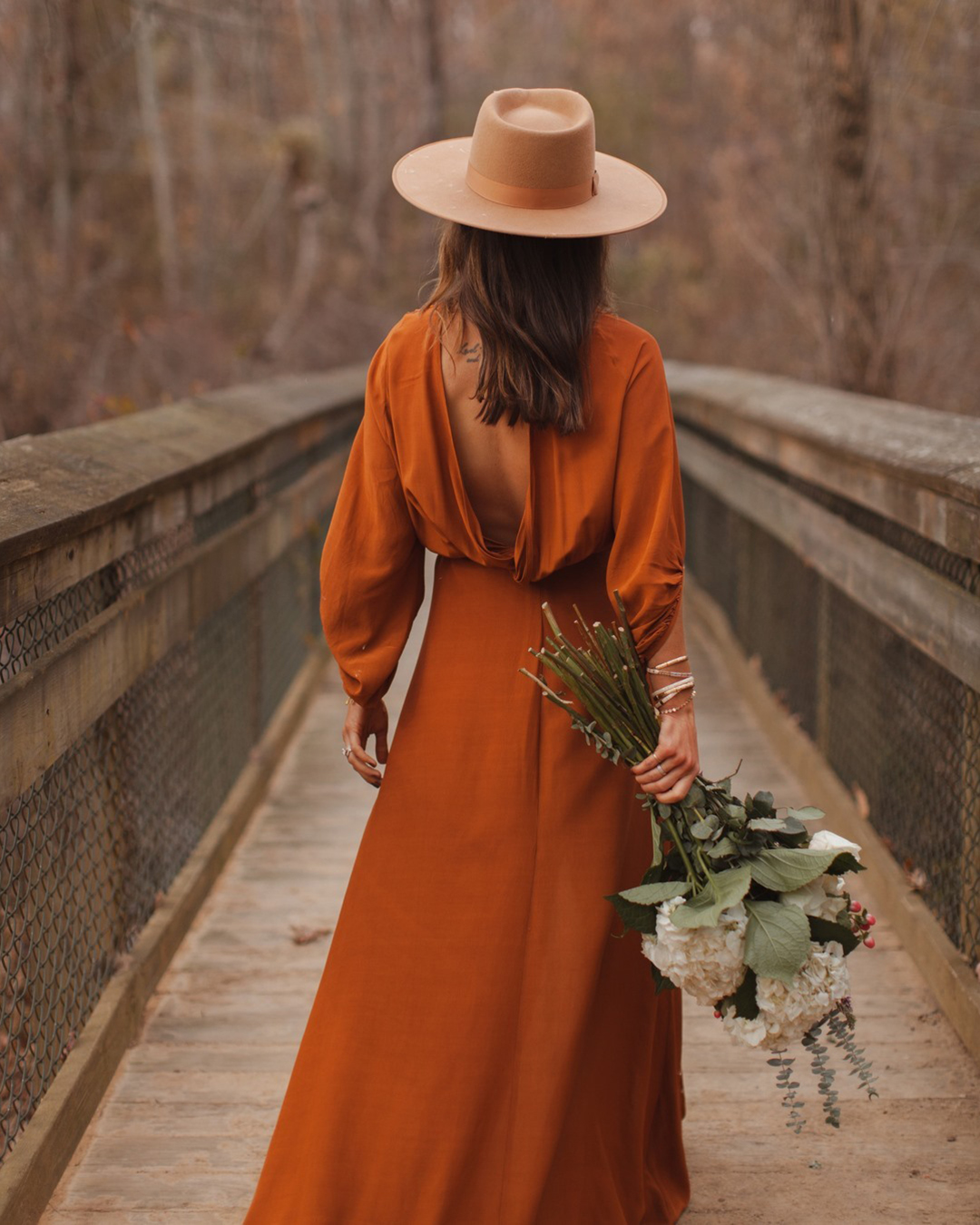 rust dresses for wedding open back with long sleeves leaveherwilder